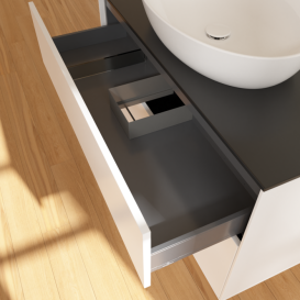 Тумба под раковину Villeroy & Boch Finion 100х50,1 см с подсветкой МДФ белый матовый лак/стекло черное матовое GA0200MT