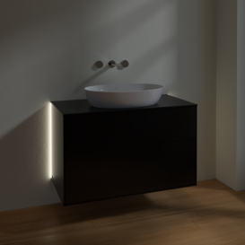 Тумба под раковину Villeroy & Boch Finion 100х50,1 см с подсветкой МДФ черный матовый лак/стекло черное матовое GA0200PD
