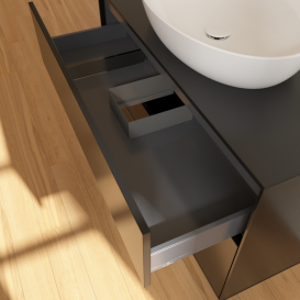 Тумба под раковину Villeroy & Boch Finion 100х50,1 см с подсветкой МДФ черный матовый лак/стекло черное матовое GA0200PD