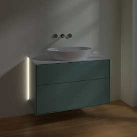Тумба под раковину Villeroy & Boch Finion 100х50,1 см с подсветкой МДФ оливковый матовый лак/стекло белое матовое GA0100GM