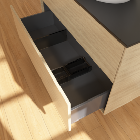 Тумба под раковину Villeroy & Boch Finion 100х50,1 см с подсветкой МДФ шпон дуба/стекло черное матовое GA0200PC