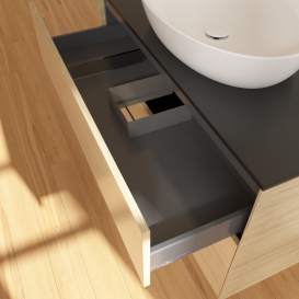 Тумба под раковину Villeroy & Boch Finion 100х50,1 см с подсветкой МДФ шпон дуба/стекло черное матовое GA0200PC