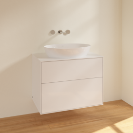 Тумба под раковину Villeroy & Boch Finion 80х50,1 см МДФ глянцевый белый лак/стекло белое матовое F99100GF