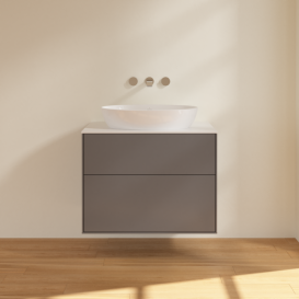 Тумба под раковину Villeroy & Boch Finion 80х50,1 см МДФ антрацит матовый лак/стекло белое матовое F99100GK