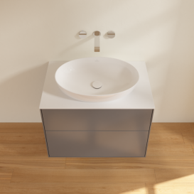 Тумба под раковину Villeroy & Boch Finion 80х50,1 см МДФ антрацит матовый лак/стекло белое матовое F99100GK