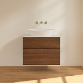 Тумба под раковину Villeroy & Boch Finion 80х50,1 см МДФ шпон грецкого ореха/стекло белое матовое F99100GN