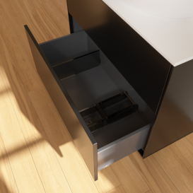 Тумба под раковину Villeroy & Boch Finion 80х50,1 см МДФ черный матовый лак/стекло белое матовое F99100PD