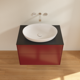 Тумба под раковину Villeroy & Boch Finion 80х50,1 см МДФ пион матовый лак/стекло черное матовое F99200HB