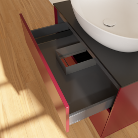 Тумба под раковину Villeroy & Boch Finion 80х50,1 см МДФ пион матовый лак/стекло черное матовое F99200HB