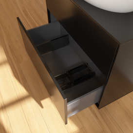 Тумба под раковину Villeroy & Boch Finion 80х50,1 см МДФ черный матовый лак/стекло черное матовое F99200PD