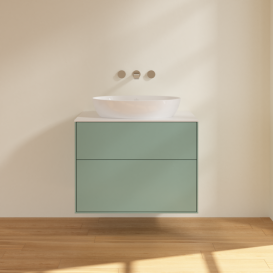 Тумба под раковину Villeroy & Boch Finion 80х50,1 см МДФ оливковый матовый лак/стекло белое матовое F99100GM