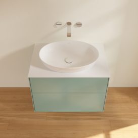 Тумба под раковину Villeroy & Boch Finion 80х50,1 см МДФ оливковый матовый лак/стекло белое матовое F99100GM