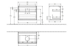 Тумба под раковину Villeroy & Boch Finion 80х50,1 см МДФ темно-синий матовый лак/стекло белое матовое F99100HG