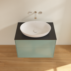 Тумба под раковину Villeroy & Boch Finion 80х50,1 см МДФ оливковый матовый лак/стекло черное матовое F99200GM