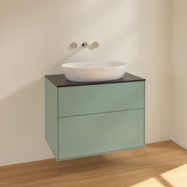 Тумба под раковину Villeroy & Boch Finion 80х50,1 см МДФ оливковый матовый лак/стекло черное матовое F99200GM