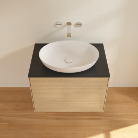 Тумба под раковину Villeroy & Boch Finion 80х50,1 см МДФ шпон дуба/стекло черное матовое F99200PC