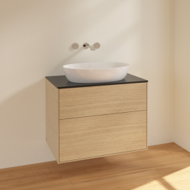 Тумба под раковину Villeroy & Boch Finion 80х50,1 см МДФ шпон дуба/стекло черное матовое F99200PC