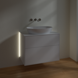 Тумба под раковину Villeroy & Boch Finion 80х50,1 см с подсветкой МДФ глянцевый белый лак/стекло белое матовое G99100GF