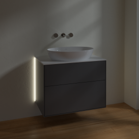 Тумба под раковину Villeroy & Boch Finion 80х50,1 см с подсветкой МДФ антрацит матовый лак/стекло белое матовое G99100GK