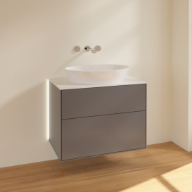 Тумба под раковину Villeroy & Boch Finion 80х50,1 см с подсветкой МДФ антрацит матовый лак/стекло белое матовое G99100GK