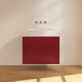 Тумба под раковину Villeroy & Boch Finion 80х50,1 см с подсветкой МДФ пион матовый лак/стекло белое матовое G99100HB