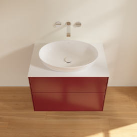 Тумба под раковину Villeroy & Boch Finion 80х50,1 см с подсветкой МДФ пион матовый лак/стекло белое матовое G99100HB