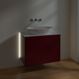 Тумба под раковину Villeroy & Boch Finion 80х50,1 см с подсветкой МДФ пион матовый лак/стекло белое матовое G99100HB