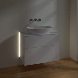 Тумба под раковину Villeroy & Boch Finion 80х50,1 см с подсветкой МДФ белый матовый лак/стекло белое матовое G99100MT