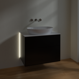 Тумба под раковину Villeroy & Boch Finion 80х50,1 см с подсветкой МДФ черный матовый лак/стекло белое матовое G99100PD