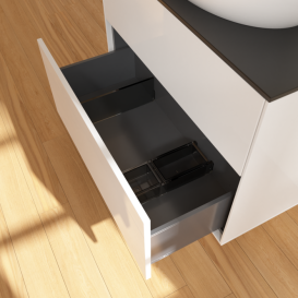 Тумба под раковину Villeroy & Boch Finion 80х50,1 см с подсветкой МДФ глянцевый белый лак/стекло черное матовое G99200GF