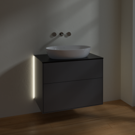 Тумба под раковину Villeroy & Boch Finion 80х50,1 см с подсветкой МДФ антрацит матовый лак/стекло черное матовое G99200GK
