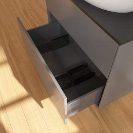 Тумба под раковину Villeroy & Boch Finion 80х50,1 см с подсветкой МДФ антрацит матовый лак/стекло черное матовое G99200GK