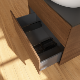 Тумба под раковину Villeroy & Boch Finion 80х50,1 см с подсветкой МДФ шпон грецкого ореха/стекло черное матовое G99200GN