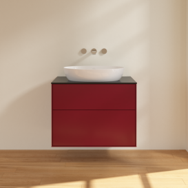 Тумба под раковину Villeroy & Boch Finion 80х50,1 см с подсветкой МДФ пион матовый лак/стекло черное матовое G99200HB