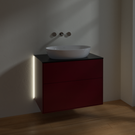 Тумба под раковину Villeroy & Boch Finion 80х50,1 см с подсветкой МДФ пион матовый лак/стекло черное матовое G99200HB