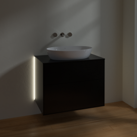 Тумба под раковину Villeroy & Boch Finion 80х50,1 см с подсветкой МДФ черный матовый лак/стекло черное матовое G99200PD