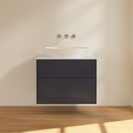 Тумба под раковину Villeroy & Boch Finion 80х50,1 см с подсветкой МДФ темно-синий матовый лак/стекло белое матовое G99100HG
