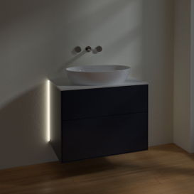 Тумба под раковину Villeroy & Boch Finion 80х50,1 см с подсветкой МДФ темно-синий матовый лак/стекло белое матовое G99100HG