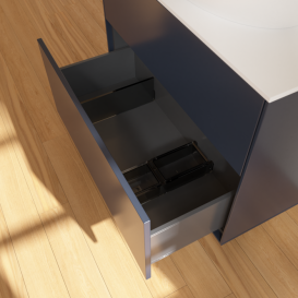 Тумба под раковину Villeroy & Boch Finion 80х50,1 см с подсветкой МДФ темно-синий матовый лак/стекло белое матовое G99100HG