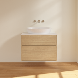 Тумба под раковину Villeroy & Boch Finion 80х50,1 см с подсветкой МДФ шпон дуба/стекло белое матовое G99100PC