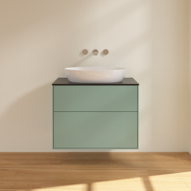 Тумба под раковину Villeroy & Boch Finion 80х50,1 см с подсветкой МДФ оливковый матовый лак/стекло черное матовое G99200GM