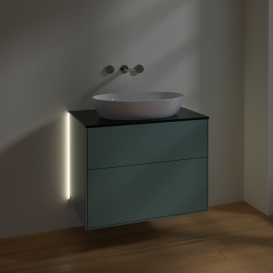 Тумба под раковину Villeroy & Boch Finion 80х50,1 см с подсветкой МДФ оливковый матовый лак/стекло черное матовое G99200GM