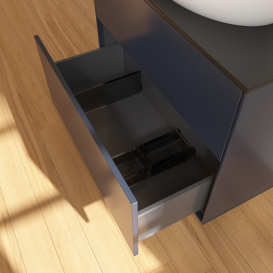 Тумба под раковину Villeroy & Boch Finion 80х50,1 см с подсветкой МДФ темно-синий матовый лак/стекло черное матовое G99200HG