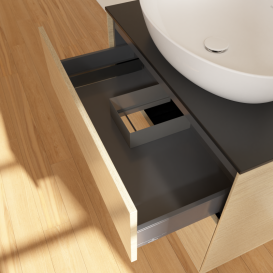 Тумба под раковину Villeroy & Boch Finion 80х50,1 см с подсветкой МДФ шпон дуба/стекло черное матовое G99200PC