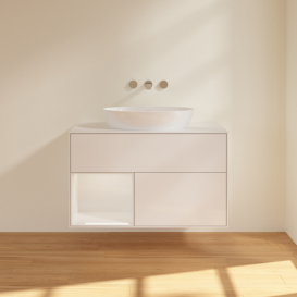 Тумба под раковину Villeroy & Boch Finion 100х50,1 см с подсветкой МДФ глянцевый белый лак/стекло белое матовое FA11GFGF