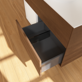 Тумба под раковину Villeroy & Boch Finion 100х50,1 см с подсветкой МДФ шпон грецкого ореха/стекло белое матовое FA11GFGN