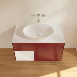 Тумба под раковину Villeroy & Boch Finion 100х50,1 см с подсветкой МДФ пион матовый лак/стекло белое матовое FA11GFHB