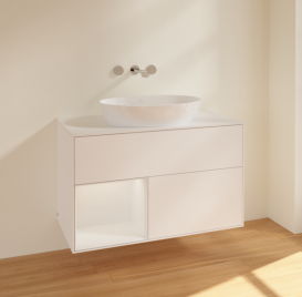 Тумба под раковину Villeroy & Boch Finion 100х50,1 см с подсветкой МДФ белый матовый лак/стекло белое матовое FA11GFMT