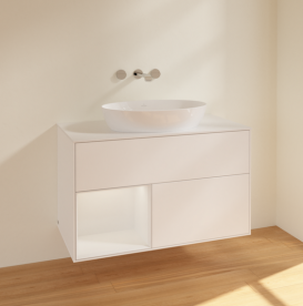 Тумба под раковину Villeroy & Boch Finion 100х50,1 см с подсветкой МДФ белый матовый лак/стекло белое матовое FA11GFMT