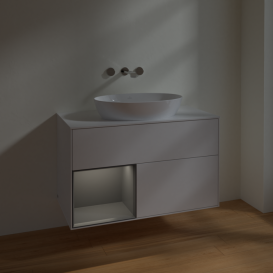 Тумба под раковину Villeroy & Boch Finion 100х50,1 см с подсветкой МДФ глянцевый белый лак/стекло белое матовое FA11GKGF